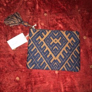 Zip closure pouch wallet with tassels NWT